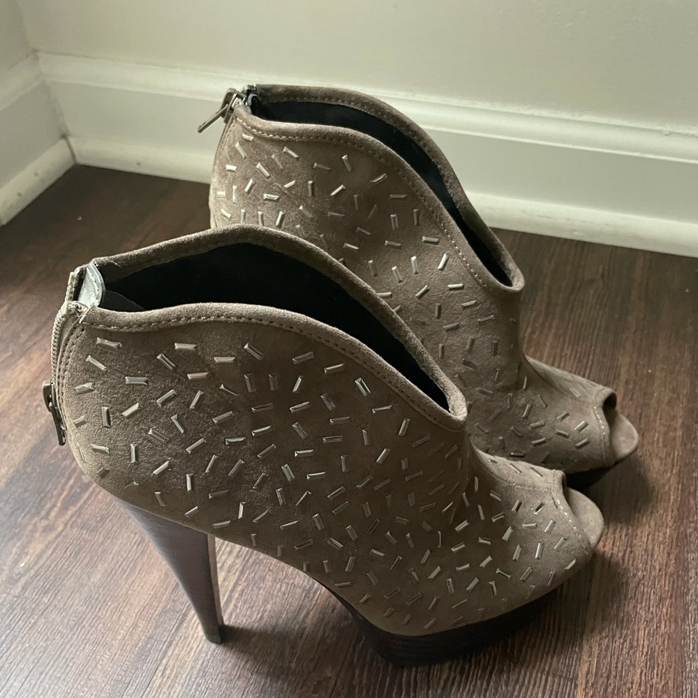 Suede Peep Toe heels